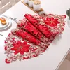 Bordslöpare Holiday Christmas Table Runner Polyester broderad blommig julblomma byrå Scarf Table For Restaurant Kitchen Home 230322