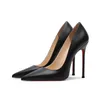 Luxurys varumärke pumpar kvinnor skor röd glänsande botten pekade tå svarta höga klackar skor tunn klack 8 cm 10 cm 12 cm sexiga bröllopskor stor storlek 35-44