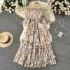 Summer New Dress Korean Sweet Style off Fragmentowane francuskie retro Slim Sukienka