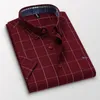 Casual shirts voor heren Zomer mannen Casual Business Harmont Blouses korte mouw 100%katoenen zachte plaid slanke fit herenhemd borduurwerk Blaine 230322