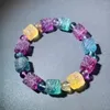 Strand Natural Blue Purple Yellow Green Fluorite Bracelet Hand String Jewelry For Women Gift Wholesale!