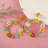 Boucles d'oreilles créoles perles de rocaille pour femmes rétro Floral multicolore géométrique cercle mode bijoux accessoires 2023 vente en gros