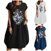 Casual Dresses High Quality Dress Beautiful Women Loose Floral Print Large Size Cotton Linen Pocket Clothing Vestidos Mujer 2023