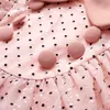 Party Dresses Patchwork Gentle Wind Dress Summer Women High Sense Doll Collar Polka Dot Pink High midje Slim Dress 230322