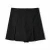 Shorts pour femmes Sexy jupe fendue bureau dames costume été noir Mini une ligne pantalon taille haute jambe large 230322