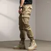 Pantalons pour hommes Mâle Casual Cargo Pour Hommes Slim Outdoor Mens Tactique Multi Poche Taille Élastique Pantalon Militaire Salopette Bind Pieds