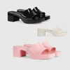 rubber slide sandal chunky heel slippers Mid-heel bottom mules platform slipper women multicolor 90s style beach footwear