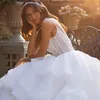 Glitter Cascading Ruffles Ball Wedding Dresses Spaghetti Strap Backless Gown Beaded Layered Skirt Womens Bridal Dress 326 326