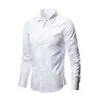 Chemises décontractées pour hommes Bleu hommes chemise à manches longues coupe ajustée chemise sans repassage affaires robe sociale chemises de marque décontractées pour hommes vêtements coréens Camisas 230322