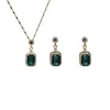Colar de moda de alta qualidade Conjunto de cristal de esmeralda com diamantes colar de pingente de luxo de luxo colar para mulheres acessórios de jóias do presente de casamento