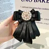 Spille papillon in tessuto coreano per donna strass perla bowknot collo perni colletto gioielli da sposa accessori per abiti