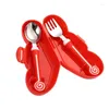 Dijkartikelen Sets Baby Gadgets Lollipop Spoon Fork Children Utsil roestvrij staal Toddler Cutlery Infant Feeding -serviesset