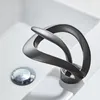 Grey Gold Black White Bathroom Basin Faucets Art Handle Cold Hot Water Mixer Crane Tap Deck Mout Creative Waterfall Tapware