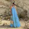 Abiti casual Summer Holiday Style Women Maxi Dress Ruffled Sleeveless Sexy 2023 Halter Neck Beach Long Party Sundress