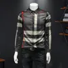 Casual shirts heren heren heren met lange mouwen mode check patroon geruite print mannen slank fit shirt hoogwaardige trendy shirt 230322