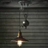 Żyrandole bar retro koła pasowe lampa podnoszenie lekkie kuchnia Rught Iron Wheel E27 LED Home Monety jadalnia wiszące lampe