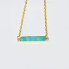 Pendant Necklaces 2023 Jewelry Natural Turquoise Stone Long Rectangle Chain Necklace Howlite Choker Charms For Making