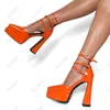 Olomm New Women Platform Pumps Patent Buckle Chunky Heels Pointed Toe Rorgeous Red Pink Night Club Shoes Women US Storlek 5-10.5