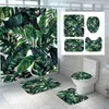 Shower Curtains Bathroom Shower Curtain Green Tropical Plant Leaves Bamboo Printed For Bath Anti-Slip Mat Sets Toilet Cover Kitchen Carpet 230322