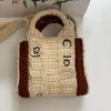 Sacos de praia bolsas femininas designer bolsa moda listra carta alça lã tricô grande capacidade saco compras forro lona totes