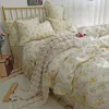 Set di biancheria da letto Eleganti fiori primaverili Giardino Fattoria Set copripiumino vintage Cotone 4/6 pezzi Federe per lenzuola morbide per ragazze