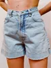 Damesshorts Charmingtrend Zomer Denim Mode Klassiek Effen Kleur Hoge taille Zak Patchwork Dameskleding 230322