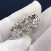 925 Sterling Silver Drop-shaped Cut Row Diamond Platinu Moissanite Engagement Wedding Band rings for Women Gift212f