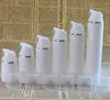 Bottiglie per pompa airless in plastica di qualità Bottiglie airless vuote Bottiglia per lozione per pompa a vuoto trasparente con coperchio ad anello in argento Imballaggio cosmetico 50ml 80ml 100ml