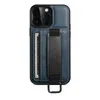 iPhoneのレトロリストバンド電話ケース15 14 13 12 11 Pro Max Samsung Galaxy S24 S23 S22 Ultra S23Fe Business Ring Holder Card Slot Solid Leather Wallet Bracket Shell