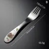 Dinware sets 1/4pcs roestvrijstalen kinderen bestek cartoon patroon snijwerk kindgerei schattige lepel vork set baby flatware voeding