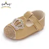 First Walkers Baby Shoes Cute Pink Crown Flower Bows Princess Girl Cotton Mary Jane nata Toddler Infant 230322
