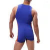 Undershirts Sexy Mens Bodysuits Leotard Jumpsuits One-piece Wrestling Singlet Overalls Shorts Bugle Pouch Male Underwear XL