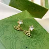 Lettre Double G Logo Designer boucle d'oreille boucle d'oreille de luxe femmes mode cerceau bijoux en métal GGity cristal perle boucle d'oreille 12452