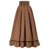 Skirts SD Women Renaissance Swing Skirt High Waist Ruffled Hem Maxi Skirt Vintage Long Length Skirts With Pockets Office Workwear A20 230322