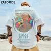 ZAZOMDE Harajuku Oversized T-shirt Mannen Zomer Cool Unisex Tops Hip Hop Grappige Print T-shirt Casual Katoenen T-shirt streetwear Losse 230322