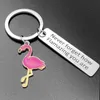 Nyckelringar Anpassad hög kvalitet Glöm aldrig hur flamazing du är inspirerande emalj flamingo charm metall rostfritt stål nyckelkeychains