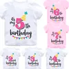 T -shirts meisje verjaardag cartoon t -shirt voor meisjes t -shirt nummer 2 3 4 5 6 7 8 grafische kinderen kleren jongens brief print zomer korte mouwen 230322