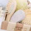 6st-reklamträ hjärtformad presentförpackning Badtillbehör Sisal Sponge/ Comb Wood/ Massage Brush/ Spa/ Bath Gift RRA