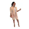 Nya kvinnors träningsdräkter Solid Color Business Suit For Jacket Shorts Two-Piece Spring and Summer Casual Suit Women Kläder