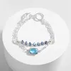 Bracelets de charme Allyes Bracelete geométrico de metal de pedra de cristal para mulheres Moda Moda Cores de coloras de dupla camada de partida Presentes de joias