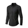 Chemises décontractées pour hommes Bleu hommes chemise à manches longues coupe ajustée chemise sans repassage affaires robe sociale chemises de marque décontractées pour hommes vêtements coréens Camisas 230322