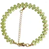 Bracelet en cristal naturel péridot vert gros brin perle à facettes pour les femmes frais réglable main rangée bijoux de mode JoursNeige