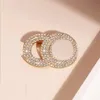 2color Fashion Simple Brand Designer Brooch High-Quality Letters Pin Women Crystal Rhinestone Pins Wedding Party Metal Jewerlry Accessories