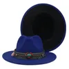 Women Fedora Hats Tassel Band Unisex Retro Two-Color Church Party Top Hat Wide Brim Jazz Top Hat Men British Panama Felt Hatt