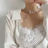 Choker Clear Acrylic Heart Pendant Necklaces For Women Goth Punk Chains Faux Pearl Collares Korean Fashion Kpop Jewelry MS364