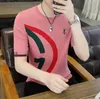 Men's T-Shirts Summer Men T-shirt Knitted Fashion Striped Top Sweater Korea Style Pullover T Shirt