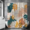 Shower Curtains INS Style Abstract Tropical Palm Leaves Shower Curtain Bathroom Curtain Home Decor Waterproof Polyester Bath Screen for Bath 230322