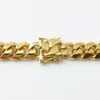 Designer kubansk kedjehalsband blyklås krypterad 18k guldpläterad halsband högkvalitativ miami kubansk mäns punk rostfritt stål smycken