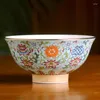 Tigelas de 5,5 polegadas Jingdezhen esmalte tibetano auspicioso oito padrões de tesouro Bowl Chinese Family China Rice Antique