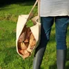 Förvaringspåsar stor vedbärare tung trägåse Hållbar vaxad duk eldstadslogghållare för att transportera inomhus